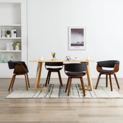 vidaXL Sillas de comedor 4 unidades de madera curvada y tela gris