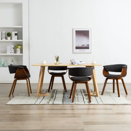 vidaXL Sillas de comedor 4 unidades de madera curvada y tela gris