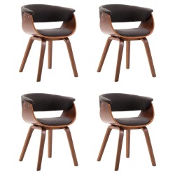 vidaXL Sillas de comedor 4 unidades de madera curvada y tela gris