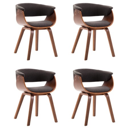 vidaXL Sillas de comedor 4 unidades de madera curvada y tela gris