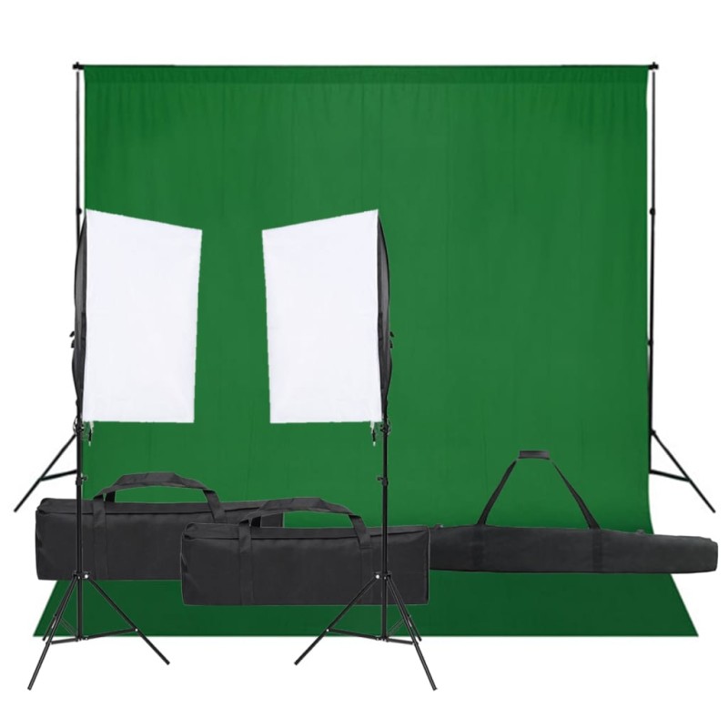 vidaXL Kit de estudio fotográfico con set de luces y fondo vidaXL Kit de estudio fotográfico con set de luces y fondo