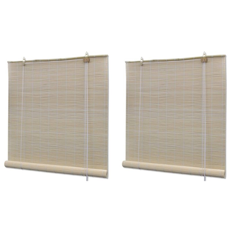 vidaXL Estor enrollable de bambú natural 2 unidades 120x160 cm vidaXL Estor enrollable de bambú natural 2 unidades 120x160 cm