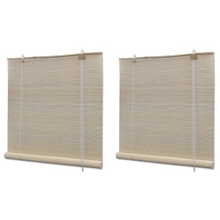 vidaXL Estor enrollable de bambú natural 2 unidades 120x160 cm