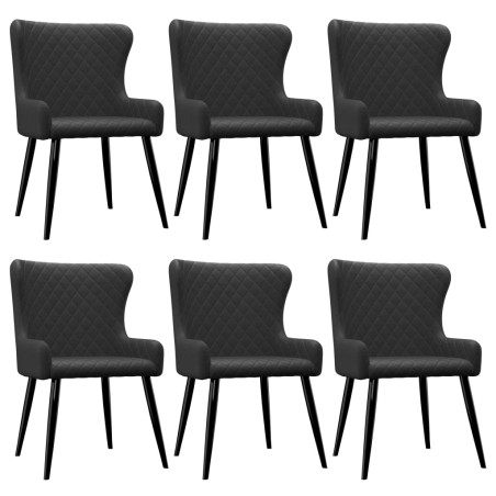 vidaXL Sillas de comedor 6 unidades tela negro
