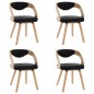 vidaXL Sillas de comedor 4 uds madera curvada cuero sintético negro