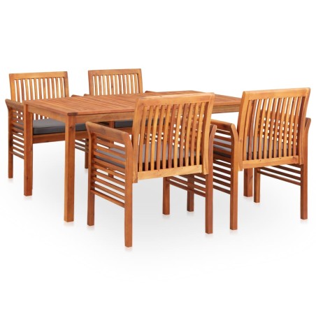 vidaXL Set comedor de jardín 5 pzas y cojines madera maciza de acacia
