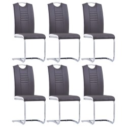 vidaXL Sillas voladizas de comedor 6 unidades cuero sintético gris