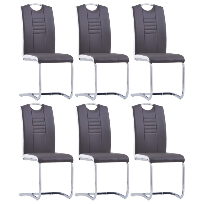 vidaXL Sillas voladizas de comedor 6 unidades cuero sintético gris