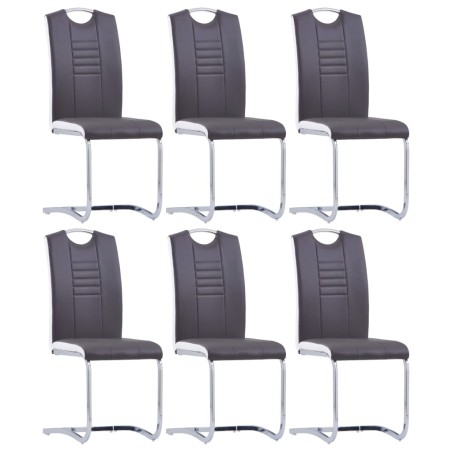 vidaXL Sillas voladizas de comedor 6 unidades cuero sintético gris