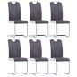 vidaXL Sillas voladizas de comedor 6 unidades cuero sintético gris