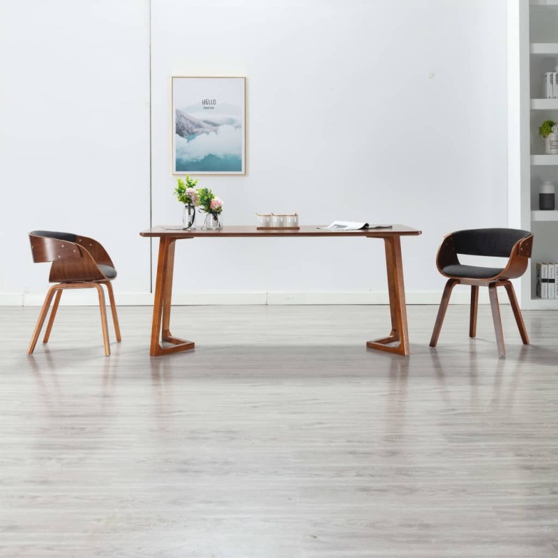vidaXL Sillas de comedor 2 unidades madera curvada y tela gris vidaXL Sillas de comedor 2 unidades madera curvada y tela gris