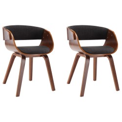 vidaXL Sillas de comedor 2 unidades madera curvada y tela gris