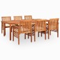 vidaXL Set comedor de jardín 7 pzas y cojines madera maciza de acacia vidaXL Set comedor de jardín 7 pzas y cojines madera maciza de acacia