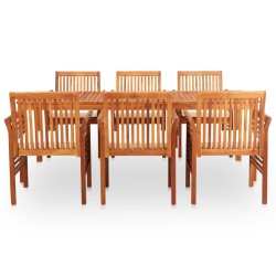 vidaXL Set comedor de jardín 7 pzas y cojines madera maciza de acacia