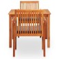 vidaXL Set comedor de jardín 3 pzas y cojines madera maciza de acacia vidaXL Set comedor de jardín 3 pzas y cojines madera maciza de acacia