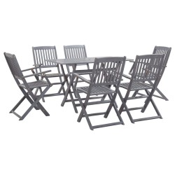 vidaXL Juego de comedor de jardín 7 pzas madera maciza de acacia gris