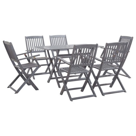 vidaXL Juego de comedor de jardín 7 pzas madera maciza de acacia gris