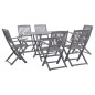 vidaXL Juego de comedor de jardín 7 pzas madera maciza de acacia gris vidaXL Juego de comedor de jardín 7 pzas madera maciza de acacia gris