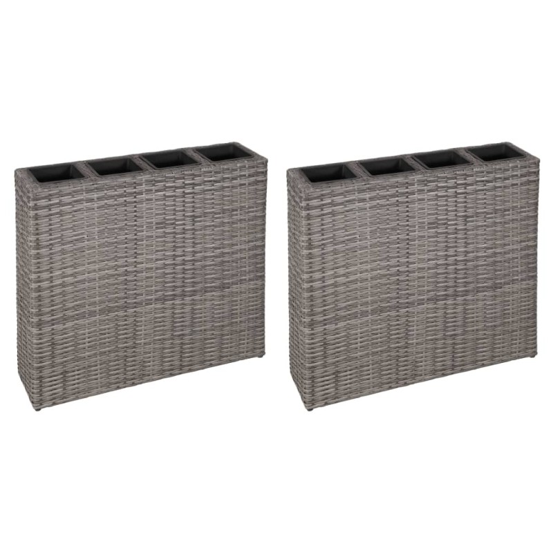 vidaXL Jardinera alta con 4 macetas 2 uds ratán sintético gris vidaXL Jardinera alta con 4 macetas 2 uds ratán sintético gris