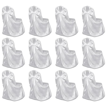 vidaXL Funda de silla para banquete de boda 12 unidades blanco