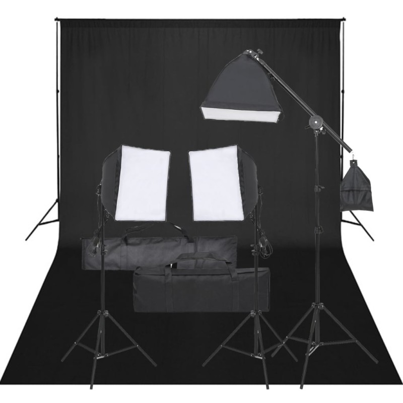 vidaXL Kit de estudio fotográfico con set de luces y fondo vidaXL Kit de estudio fotográfico con set de luces y fondo