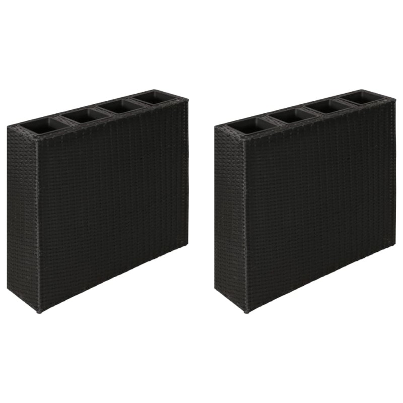 vidaXL Jardinera alta con 4 macetas 2 uds ratán sintético negro vidaXL Jardinera alta con 4 macetas 2 uds ratán sintético negro