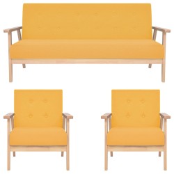 vidaXL Juego de sofás de 3 piezas tela amarillo