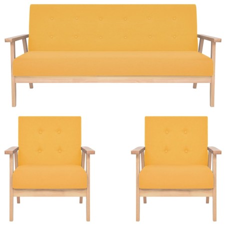vidaXL Juego de sofás de 3 piezas tela amarillo
