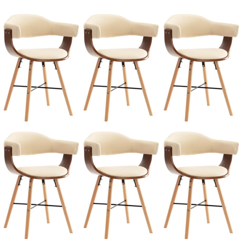 vidaXL Sillas de comedor 6 uds cuero sintético y madera curvada crema vidaXL Sillas de comedor 6 uds cuero sintético y madera curvada crema