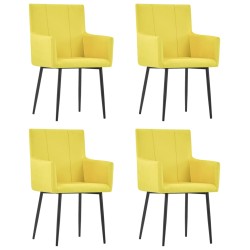 vidaXL Sillas de comedor con reposabrazos 4 uds tela amarilla