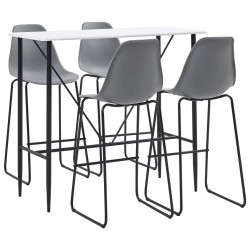 vidaXL Juego de mesa alta y taburetes 5 piezas plástico gris