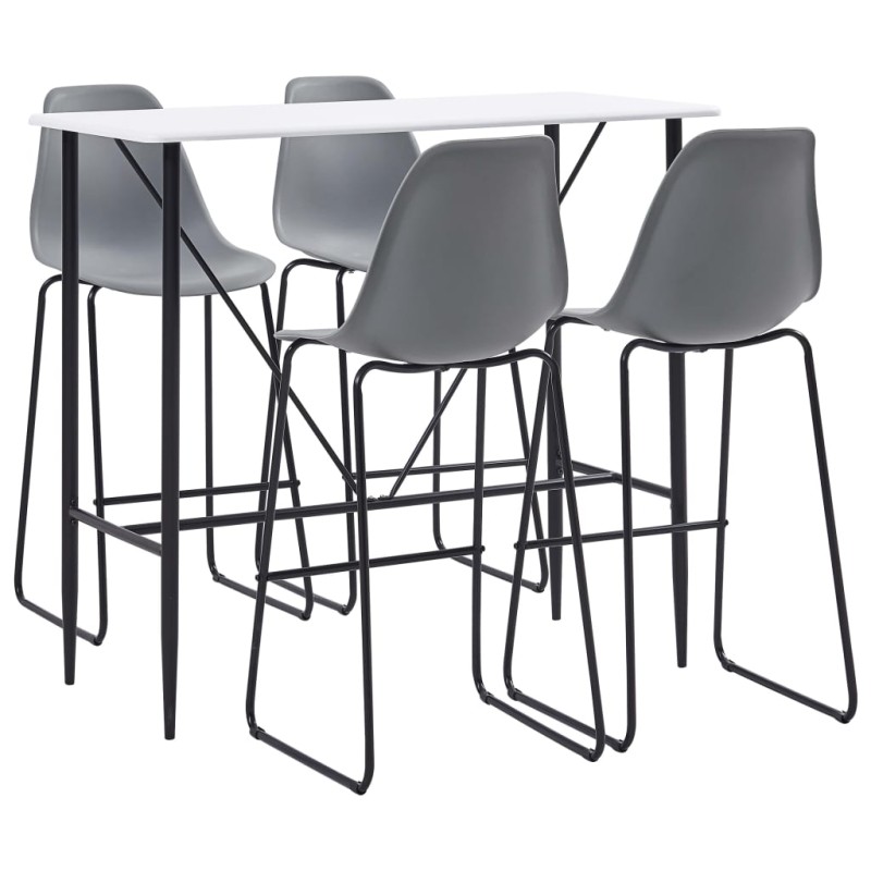 vidaXL Juego de mesa alta y taburetes 5 piezas plástico gris vidaXL Juego de mesa alta y taburetes 5 piezas plástico gris