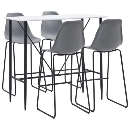 vidaXL Juego de mesa alta y taburetes 5 piezas plástico gris