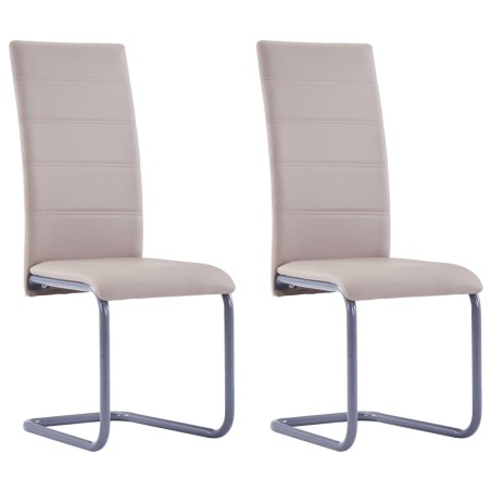 vidaXL Sillas voladizas de comedor 2 uds cuero sintético capuchino