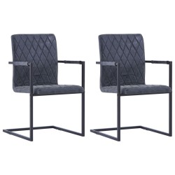vidaXL Sillas voladizas de comedor 2 unidades cuero sintético negro