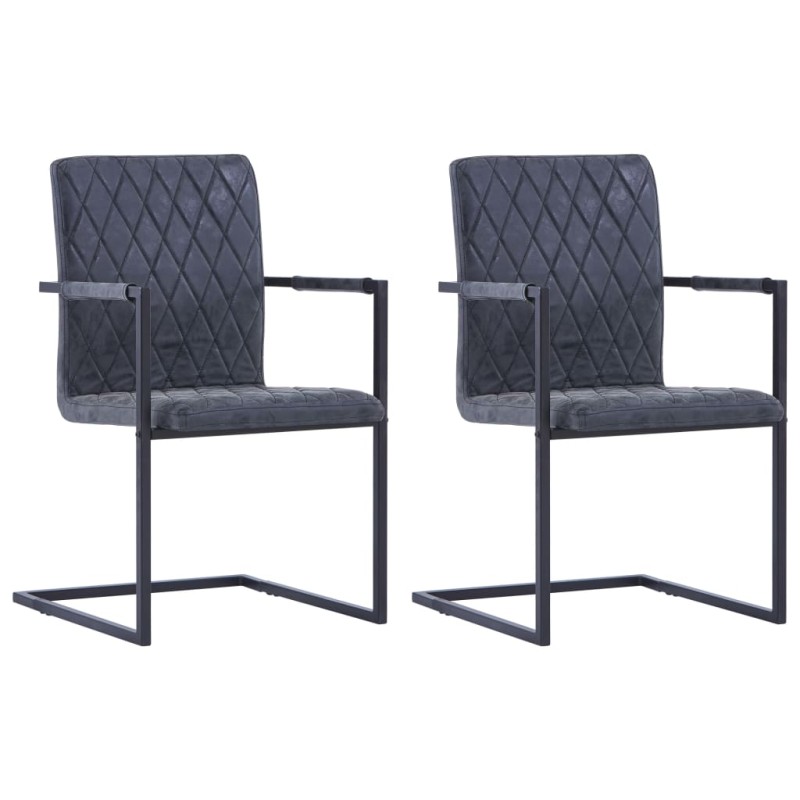 vidaXL Sillas voladizas de comedor 2 unidades cuero sintético negro vidaXL Sillas voladizas de comedor 2 unidades cuero sintético negro
