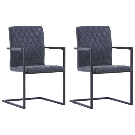 vidaXL Sillas voladizas de comedor 2 unidades cuero sintético negro