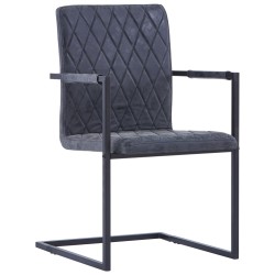 vidaXL Sillas voladizas de comedor 2 unidades cuero sintético negro