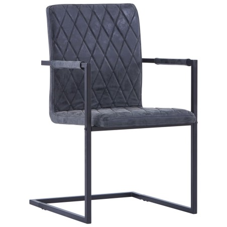 vidaXL Sillas voladizas de comedor 2 unidades cuero sintético negro
