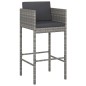 vidaXL Set de muebles bar jardín 3 pzas y cojines ratán sintético gris vidaXL Set de muebles bar jardín 3 pzas y cojines ratán sintético gris