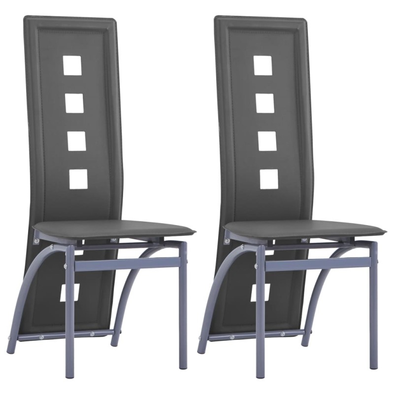 vidaXL Sillas de comedor 2 unidades cuero sintético gris vidaXL Sillas de comedor 2 unidades cuero sintético gris