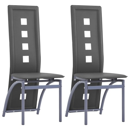 vidaXL Sillas de comedor 2 unidades cuero sintético gris