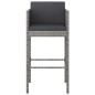 vidaXL Set de muebles bar jardín 3 pzas y cojines ratán sintético gris vidaXL Set de muebles bar jardín 3 pzas y cojines ratán sintético gris