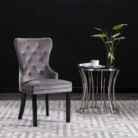 vidaXL Sillas de comedor 2 unidades de terciopelo gris