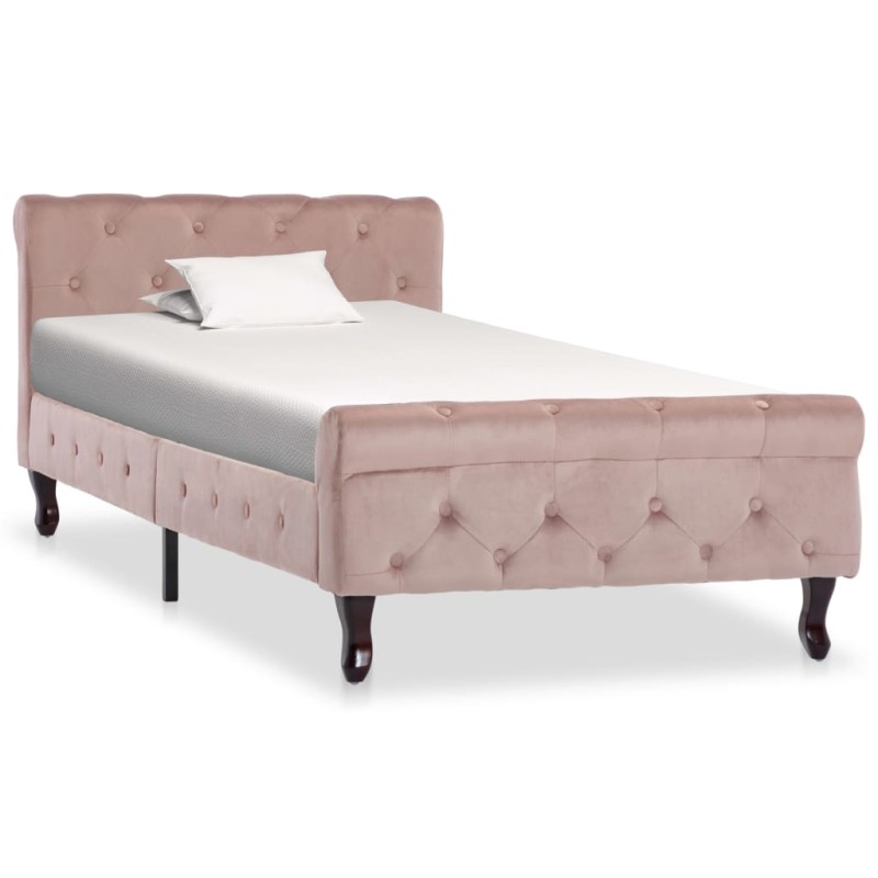 vidaXL Estructura de cama de terciopelo rosa 90x200 cm