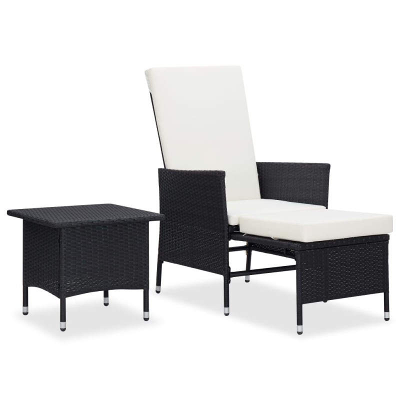 vidaXL Set muebles de jardín 2 piezas y cojines ratán sintético negro vidaXL Set muebles de jardín 2 piezas y cojines ratán sintético negro