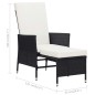vidaXL Set muebles de jardín 2 piezas y cojines ratán sintético negro vidaXL Set muebles de jardín 2 piezas y cojines ratán sintético negro