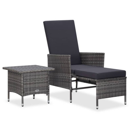 vidaXL Set de muebles de jardín 2 pzas y cojines ratán sintético gris