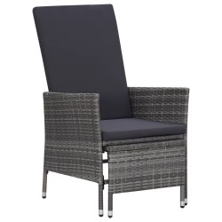 vidaXL Set de muebles de jardín 2 pzas y cojines ratán sintético gris