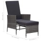 vidaXL Set de muebles de jardín 2 pzas y cojines ratán sintético gris
